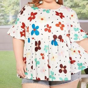 Daisy boho flounce babydoll top blouse sz 3XL NWOT *D5